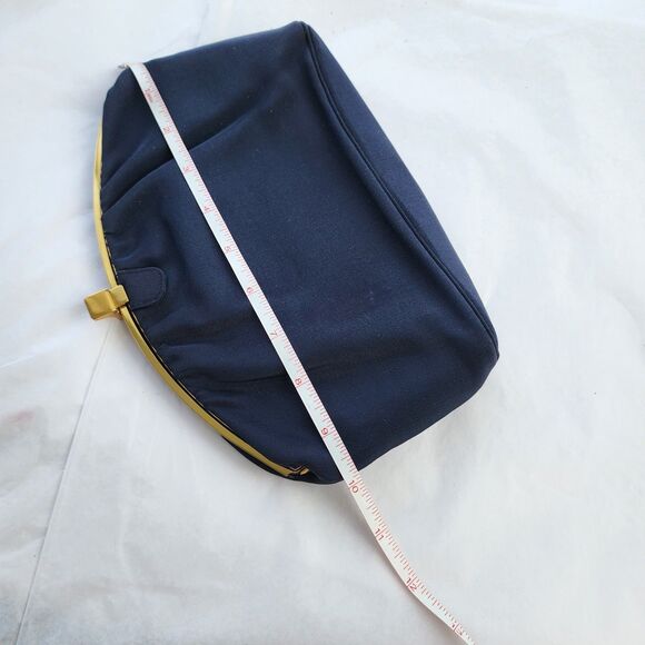Vintage navy Satin Bag Clutch By Coblentz Original rockabilly - Picture 2 of 11